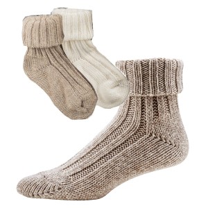 Chaussons-chaussettes bordeaux 100% laine Norvégienne toute douce