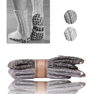 Chaussettes chaudes duveteuses grises • Chaussons Univers