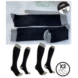 2 paires de chaussettes hautes unies en angora pour femme