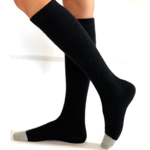 2 paires de chaussettes hautes unies en angora pour femme